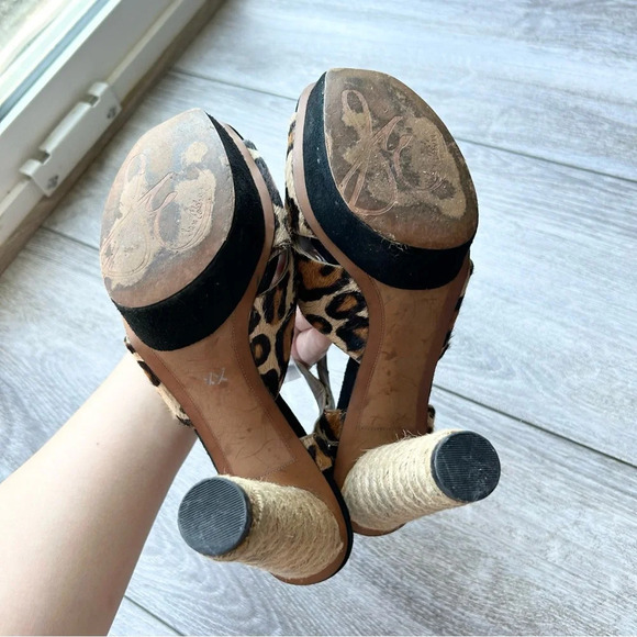 Sam Edelman Sqaure Toe Calf Hair Platform Heel Sandals - Picture 10 of 14